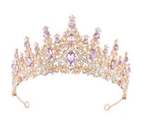 DRESHOW Corona de Cumpleaños para Mujeres Tiara de Cristal para Niñas Decoraciones para el Cabello Accesorios de Boda Corona de Purpurina Diademas para Fiestas de Princesas