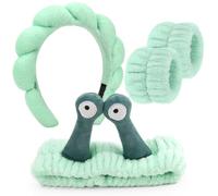 DRESHOW Diadema de Spa para Lavarse la Cara Muñequera de Caracol Diademas Elásticas de Maquillaje Juego de Dibujos Animados Esponja de Rizo Suave Diadema de Maquillaje Antideslizante para Mujeres