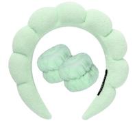 DRESHOW Diadema Spa para Lavarse la Cara Set de Muñequeras Esponja de Rizo Suave Maquillaje Cuidado de la Piel Diadema Antideslizante para Mujer
