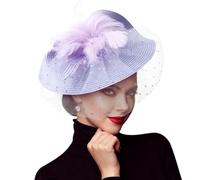 DRESHOW Fascinators Sombrero de Mujer Flor de Malla de Plumas Fascinator Boda Cocktail Tea Party Sombreros Tocados para Niñas y Mujeres