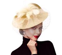 DRESHOW Fascinators Sombrero de Mujer Flor de Malla de Plumas Fascinator Boda Cocktail Tea Party Sombreros Tocados para Niñas y Mujeres