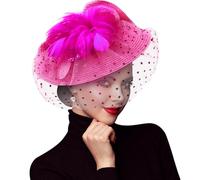 DRESHOW Fascinators Sombrero de Mujer Flor de Malla de Plumas Fascinator Boda Cocktail Tea Party Sombreros Tocados para Niñas y Mujeres