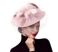 DRESHOW Fascinators Sombrero de Mujer Flor de Malla de Plumas Fascinator Boda Cocktail Tea Party Sombreros Tocados para Niñas y Mujeres