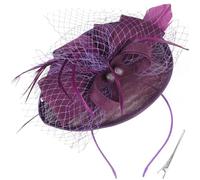 DRESHOW Flor con una Sola Flecha Fascinators Sombrero de Plumas Diadema y un Clip Bifurcado Tocados de Novia Derby Fascinator Pillbox Sombrero Tocado Para Niñas y Mujeres
