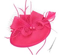 DRESHOW Flor con una Sola Flecha Fascinators Sombrero de Plumas Diadema y un Clip Bifurcado Tocados de Novia Derby Fascinator Pillbox Sombrero Tocado Para Niñas y Mujeres
