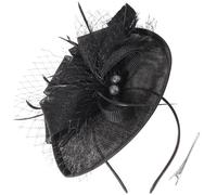 DRESHOW Flor con una Sola Flecha Fascinators Sombrero de Plumas Diadema y un Clip Bifurcado Tocados de Novia Derby Fascinator Pillbox Sombrero Tocado Para Niñas y Mujeres