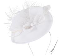 DRESHOW Flor con una Sola Flecha Fascinators Sombrero de Plumas Diadema y un Clip Bifurcado Tocados de Novia Derby Fascinator Pillbox Sombrero Tocado Para Niñas y Mujeres