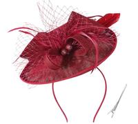 DRESHOW Flor con una Sola Flecha Fascinators Sombrero de Plumas Diadema y un Clip Bifurcado Tocados de Novia Derby Fascinator Pillbox Sombrero Tocado Para Niñas y Mujeres