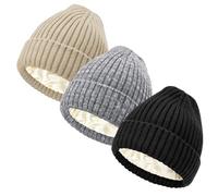DRESHOW Gorro de Invierno para Mujeres y Hombres Gorro Forro Saten con forro Sedoso Unisex Beanie de invierno grueso para tiempo frío