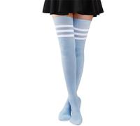 DRESHOW Mujer Extra Largos Medias de Muslo Hasta Rodilla Casual Sobre la Rodilla Medias Altas de Muslo Calcetines Largos de Algodón