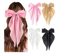 DRESHOW Pelo Lazos para Mujeres Niñas Grande Cinta Arco Pelo Clip con Sobredimensionada Largo Cola Moda Pelo Pasadores Mujeres Pelo Accesorios 4 Piezas
