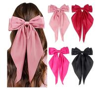 DRESHOW Pelo Lazos para Mujeres Niñas Grande Cinta Arco Pelo Clip con Sobredimensionada Largo Cola Moda Pelo Pasadores Mujeres Pelo Accesorios 4 Piezas