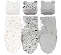 DRESHOW Recién Nacido Swaddle Manta Sombrero Set Bebé Impreso Swaddles Infantil Ajustable Sleep Sack para 0-3 Meses Niñas Niños