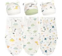 DRESHOW Recién Nacido Swaddle Manta Sombrero Set Bebé Swaddles Infantil Ajustable Sleep Sack para 0-3 Meses Niñas Niños