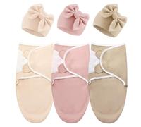 DRESHOW Recién Nacido Swaddle Manta Sombrero Set Bebé Swaddles Infantil Ajustable Sleep Sack para 0-3 Meses Niñas Niños