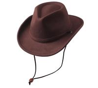 DRESHOW Sombrero Cowboy Niños Niñas Western Fedora Fieltro Hebilla de Cinturón Sombreros Retro Panamá con cordón de Cuerda Unisex Enrollado Gorras para Niños 4-12 Años