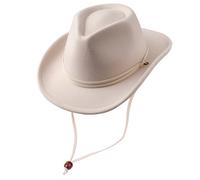 DRESHOW Sombrero Cowboy Niños Niñas Western Fedora Fieltro Hebilla de Cinturón Sombreros Retro Panamá con cordón de Cuerda Unisex Enrollado Gorras para Niños 4-12 Años