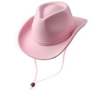DRESHOW Sombrero Cowboy Niños Niñas Western Fedora Fieltro Hebilla de Cinturón Sombreros Retro Panamá con cordón de cuerda Unisex Enrollado Gorras para Niños 3-8 Años
