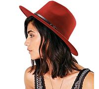 DRESHOW Sombrero de ala ancha Fedora para mujer Hebilla de cinturón Retro Panamá Floppy Hat
