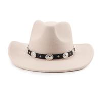 DRESHOW Sombrero de ala ancha Fedora para mujer Hebilla de cinturón Retro Panamá Floppy Hat