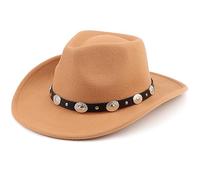 DRESHOW Sombrero de ala ancha Fedora para mujer Hebilla de cinturón Retro Panamá Floppy Hat