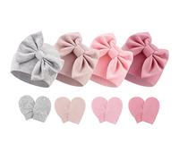 DRESHOW Sombreros y Manoplas para Bebé Recién Algodón Gorritos y Guantes para Niñas Niños 0-6 Meses