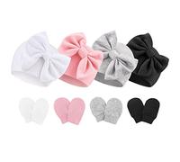 DRESHOW Sombreros y Manoplas para Bebé Recién Algodón Gorritos y Guantes para Niñas Niños 0-6 Meses