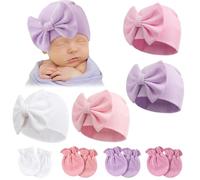 DRESHOW Sombreros y Manoplas para Bebé Recién Algodón Gorritos y Guantes para Niñas Niños 0-6 Meses