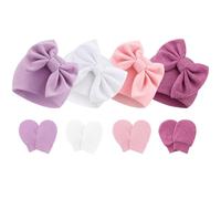 DRESHOW Sombreros y Manoplas para Bebé Recién Algodón Gorritos y Guantes para Niñas Niños 0-6 Meses