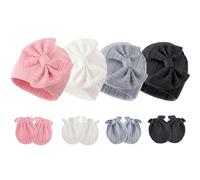 DRESHOW Sombreros y Manoplas para Bebé Recién Algodón Gorritos y Guantes para Niñas Niños 0-6 Meses