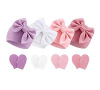DRESHOW Sombreros y Manoplas para Bebé Recién Algodón Gorritos y Guantes para Niñas Niños 0-6 Meses