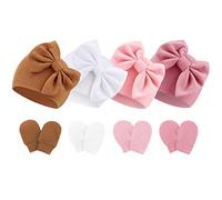 DRESHOW Sombreros y Manoplas para Bebé Recién Algodón Gorritos y Guantes para Niñas Niños 0-6 Meses
