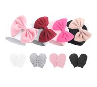 DRESHOW Sombreros y Manoplas para Bebé Recién Algodón Gorritos y Guantes para Niñas Niños 0-6 Meses