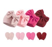 DRESHOW Sombreros y Manoplas para Bebé Recién Algodón Gorritos y Guantes para Niñas Niños 0-6 Meses