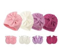 DRESHOW Sombreros y Manoplas para Bebé Recién Algodón Gorritos y Guantes para Niñas Niños 0-6 Meses