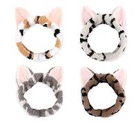 DRESHOW Spa Diademas faciales Toallas de Tela de rizo Diademas Linda Oreja de Gato Diademas para Mujeres Mascarilla de Maquillaje Diademas