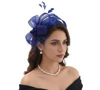 DRESHOW Tocados para Mujer para Fiesta de té Tocados para el Pelo Vintage Plumas y Malla de Cóctel con Flores Ideal para Bodas en la Iglesia