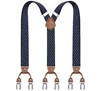 Dresime Mens Tirantes con Metal Fuerte 6 Clips Y-Back Ajustables A-Brazo, Talla Única, B-Raya G