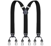 Dresime Mens Tirantes con Metal Fuerte 6 Clips Y-Back Ajustables A-Negro, Talla Única