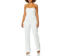 Dress the Population Andy - Mono de pierna ancha con lentejuelas sin tirantes para mujer, Lirio/Blanco, M