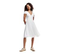 Dress the Population Corey - Vestido Midi Acampanado con Mangas Casquillo y Escote Profundo para Mujer, Off White - Corey, XL
