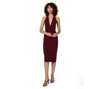 Dress the Population Vanessa Deep Plunge Neckline Halter Bodycon Midi Dress Vestido, Granate, M para Mujer