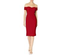 Dress The Population Vestido de Mujer de Bailey con Hombros Descubiertos de corazón - Rojo - Large