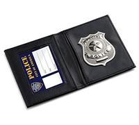 Dress Up America Cartera para niños con identificación policial - Monedero negro con placa de policía