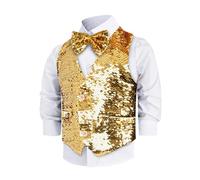 Dress Up America Chaleco De Lentejuelas Con Pajarita - Chaleco Dorado Brillante Para Niño - Chaleco De Fiesta De Disfraces Para Niño
