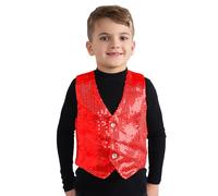 Dress Up America Chaleco de lentejuelas rojo para niños