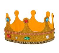 Dress Up America Corona Baja De Rey Para Adultos - Diadema Real Dorada Con Gemas De Colores - Majestuoso Accesorio Medieval Para Reyes, Príncipes Y Disfraces De Cosplay - Talla Única Ajustable