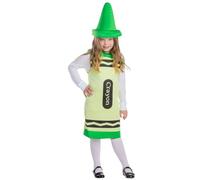 Dress Up America Disfraz de crayón para niños - Disfraz de crayón verde para niñas y niños - Gran conjunto de disfraces de juego de rol