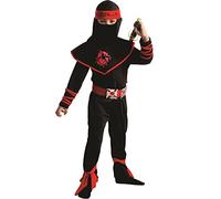 Dress Up America Disfraz de ninja para niños - Samurai Warrior Dress Up - Conjunto de disfraz de ninja rojo y negro para niños y niñas