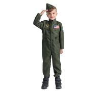 Dress Up America Disfraz De Piloto De Combate Para Niños - Mono De Piloto De Combate De La Fuerza Aérea - Traje De Vestir Top Gun Para Niños